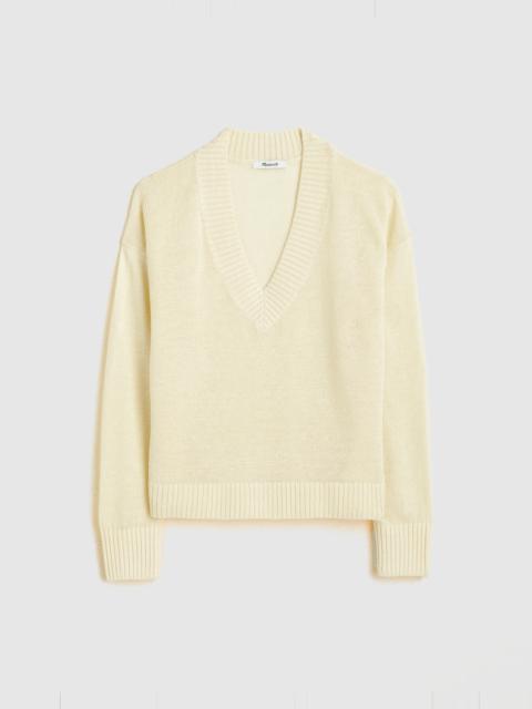 Deep V-Neck Sweater in 100% Linen