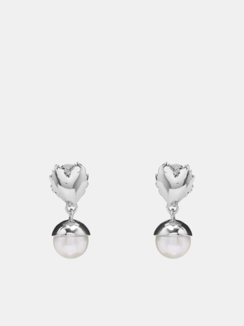Flame Heart Pearl Earrings