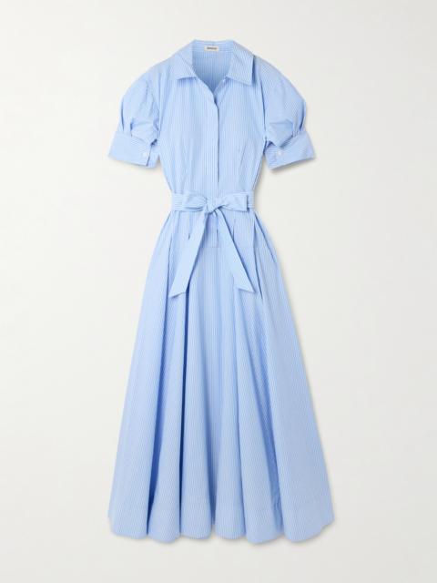Truman Belted Striped Cotton Midi Shirt Dress