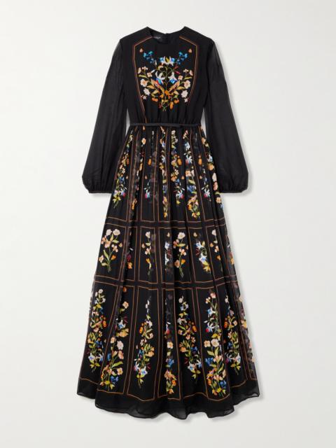 Belted Printed Silk-georgette Maxi Dress