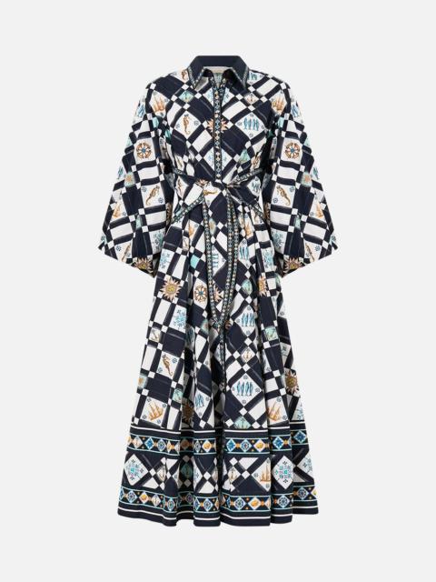 WAIST TIE SHIRT DRESS WITH BUBBLE SLEEVE