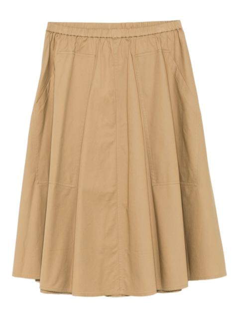 elastic-waistline pocket midi skirt
