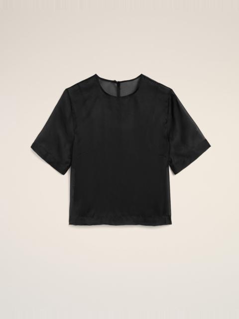 BLACK SILK SHORT SLEEVES SHEER WITH UNDERTOP TOP
