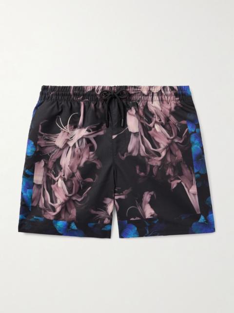 Straight-Leg Mid-Length Printed Swim Shorts Black