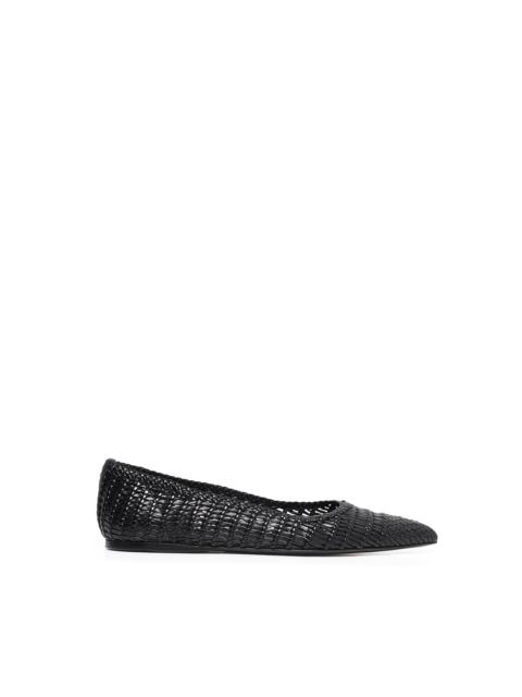Aurora Braided Flat Shoe in Black Leather