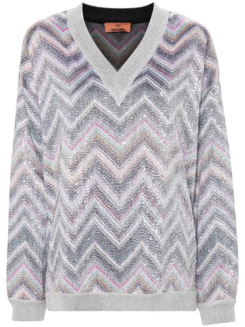 zigzag sequin-embellished jumper
