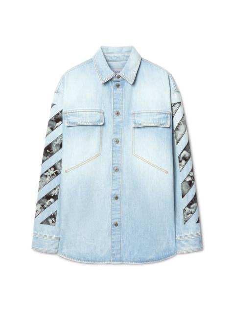 Blue Diagonal Fresco Arrow Military Shirt