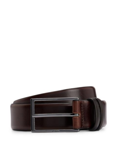 VEGETABLE-TANNED LEATHER BELT WITH GUNMETAL HARDWARE