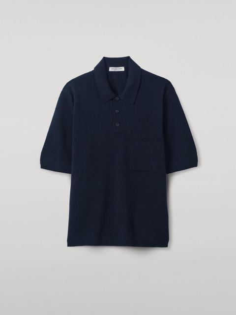 Superfine Merino Relaxed Navy Polo Shirt