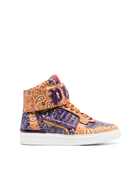 paisley-print hi-top sneakers