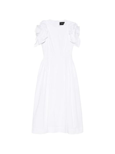 round-neck ruffled midi dress