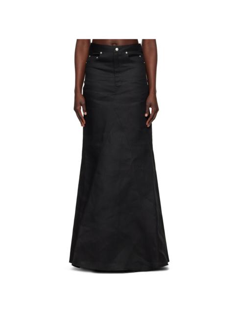 Black Hollywood Long Godet Maxi Skirt