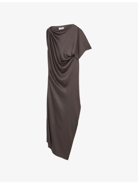 Kenzie Draped Satin Midi Dress