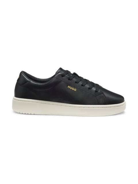 NAPPA-LEATHER TRAINERS WITH GOLD-TONE LOGO