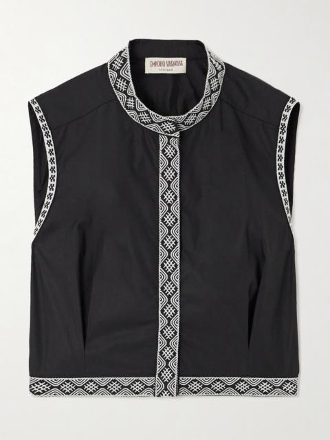 Nevada Cropped Embroidered Cotton-blend Poplin Vest