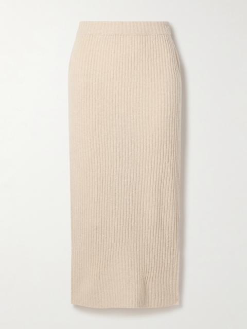 Ribbed Wool-blend Midi Skirt