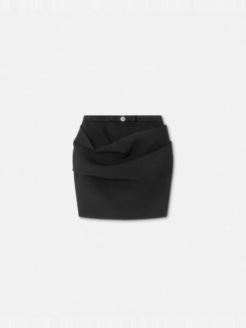 Wool Gabardine Draped Skirt