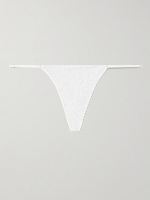 Ange Sequin-embellished Embroidered Tulle Thong