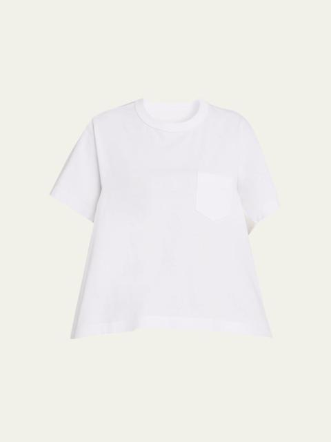 Satin-Panel Cotton Jersey T-Shirt