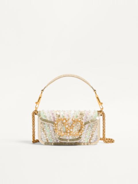 VALENTINO GARAVANI LOCÒ SMALL SHOULDER BAG EMBROIDERED WITH JEWEL LOGO