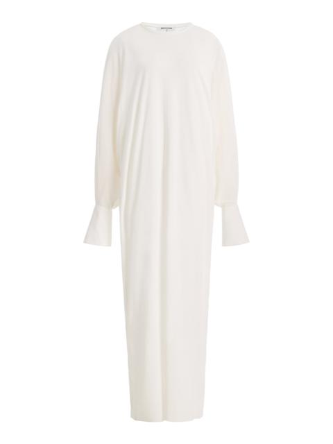Frida Cuffed Cotton-Jersey Maxi Dress white