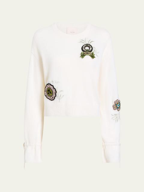 Heritage Rose Patch Embroidered Crewneck Sweater