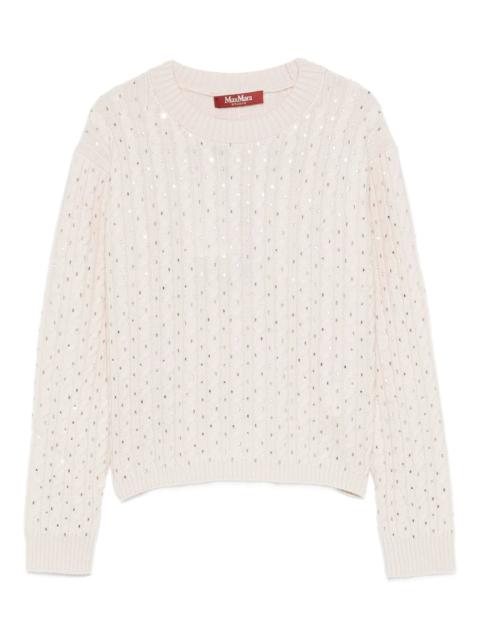 Max Mara Studio Embellished Cable-knit Sweater