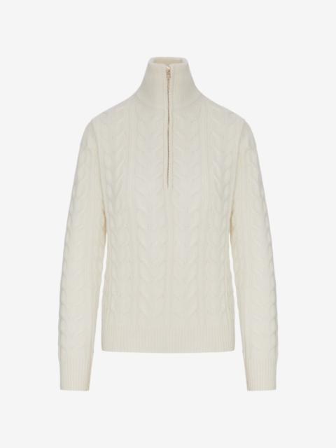 cable-knit quarter-zip sweater