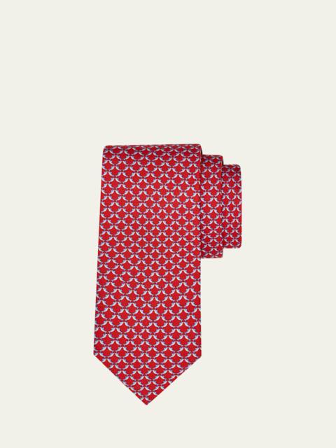 Men's Geometric Fish-Print Tie