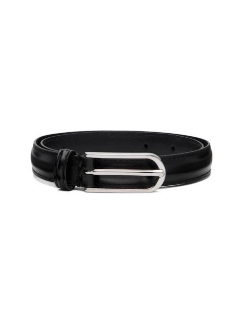 Black Skinny Formal Stitch Leather Belt
