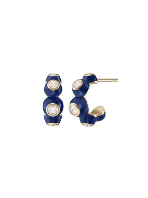Navy Audrey Diamond Huggie Hoop Earrings