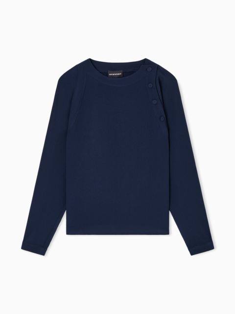 STRETCH SANDBLASTED FABRIC BLOUSE