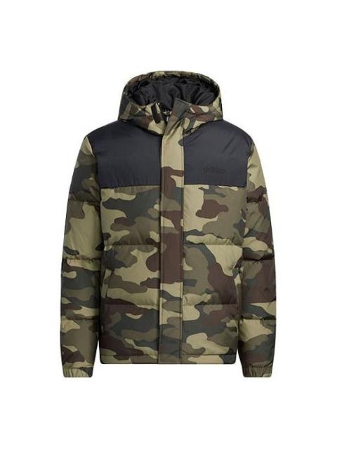 adidas neo M Dwn Camo Puff Camouflage Colorblock Sports With Down Feather Jacket Camouflage H45238