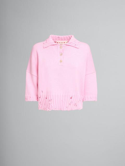 PINK COTTON POLO SHIRT WITH MARNI SYMBOL