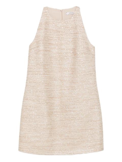 halterneck tweed dress