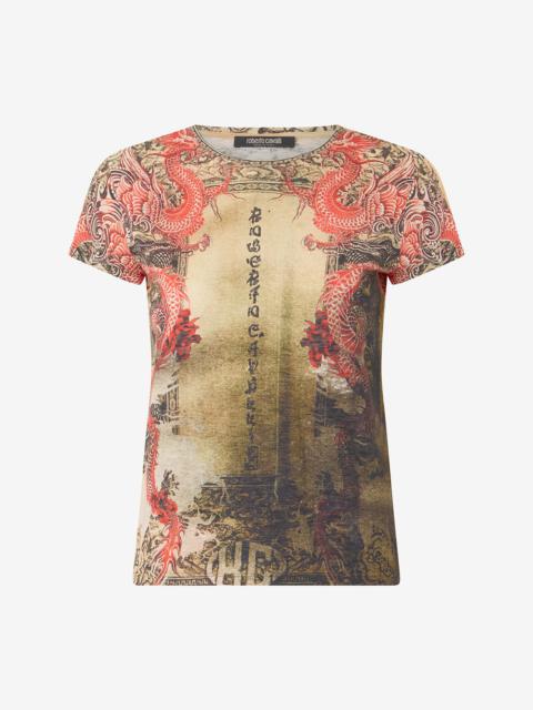 Cotton T-Shirt With Oriental Print