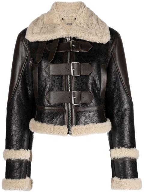 Giacca shearling-trim leather jacket
