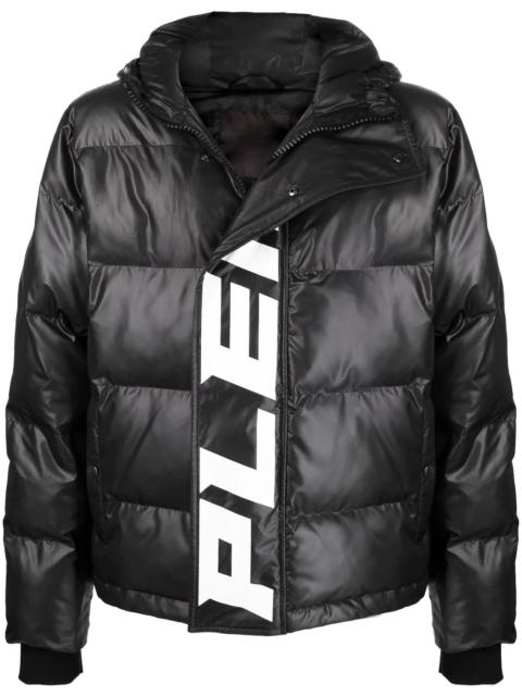 logo-print hooded padded jacket