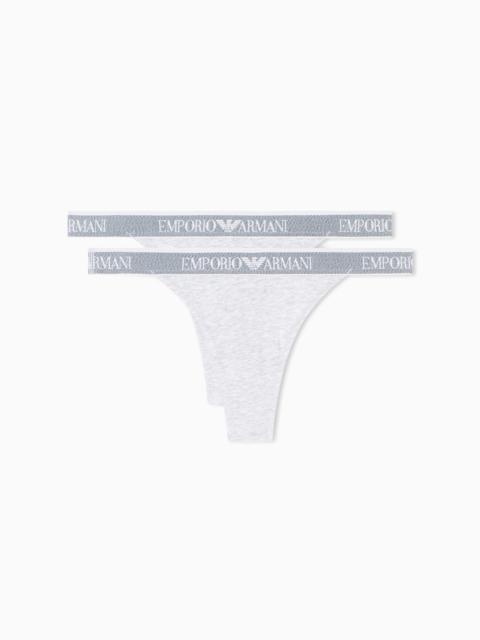 TWO-PACK OF ASV ICONIC ORGANIC-COTTON THONGS WITH LOGO WAISTBAND