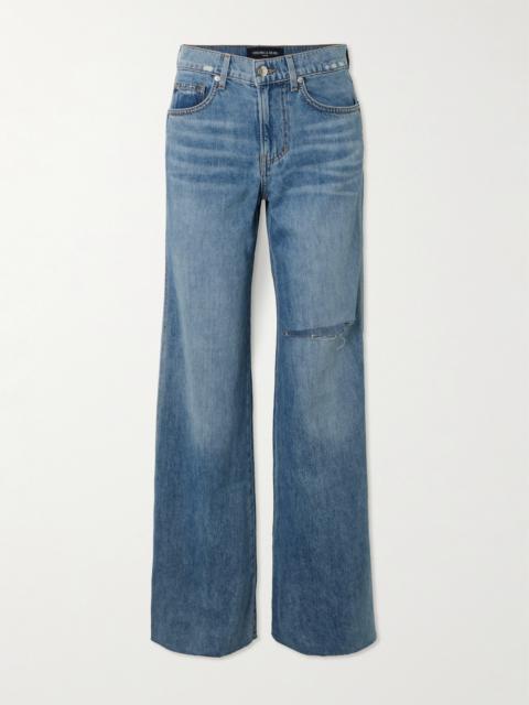 Kasey Frayed Mid-rise Wide-leg Jeans