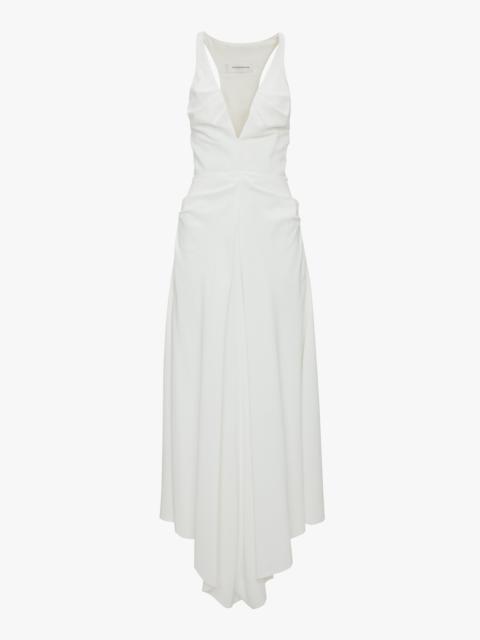 Gathered Racer Back Dress In White