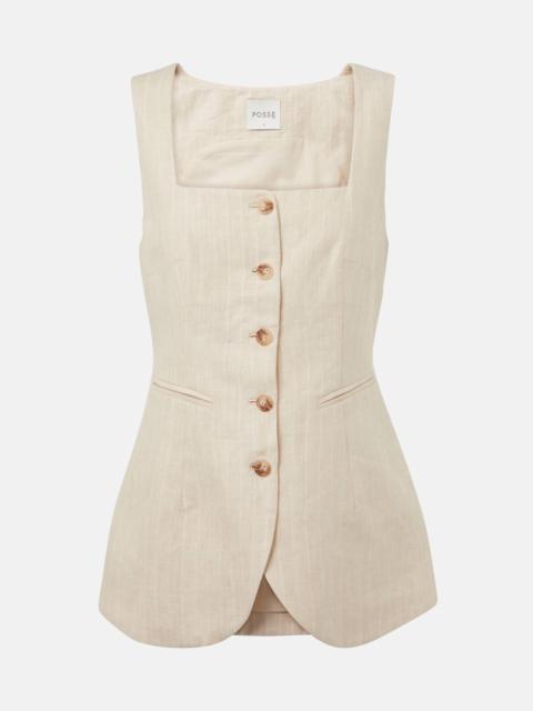 Lucille pinstripe linen vest