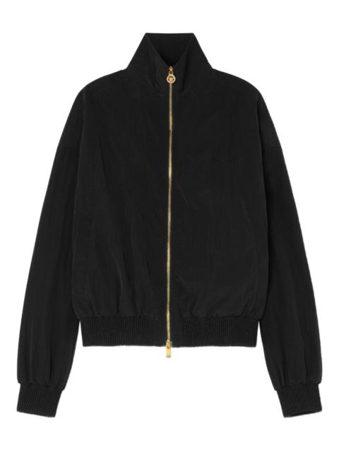 logo-embroidered ribbed-cuff bomber jacket