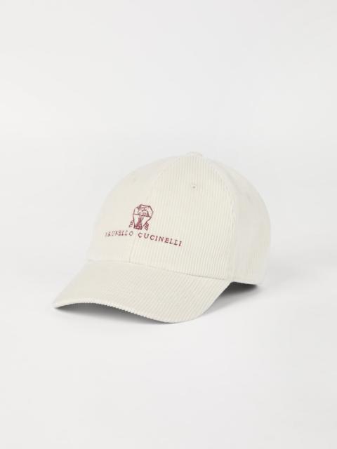 Comfort cotton and cashmere corduroy baseball cap with embroidered logo