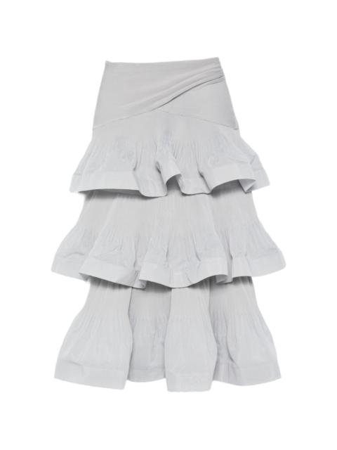 pleated tired midi skirt