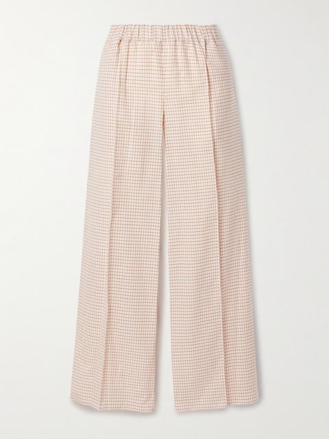 Poloma Checked Wool And Cotton-blend Wide-leg Pants