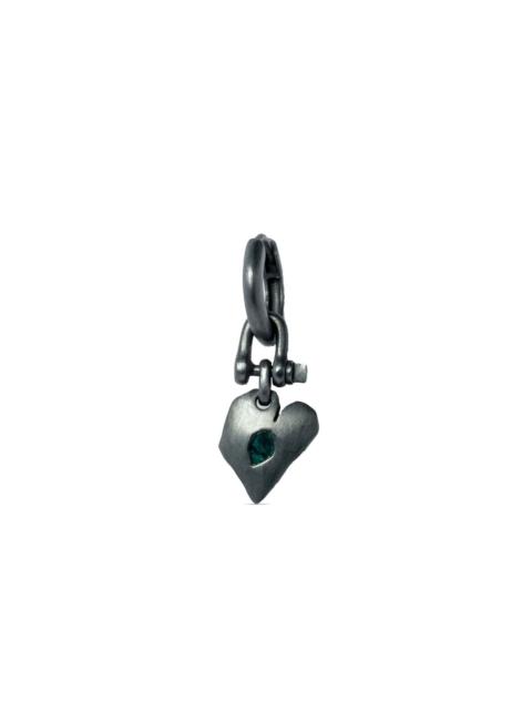 Jazz's Solid Heart silver and diamond drop earring