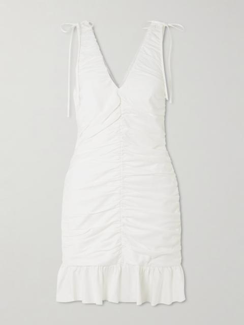 Kath Ruched Twill Mini Dress