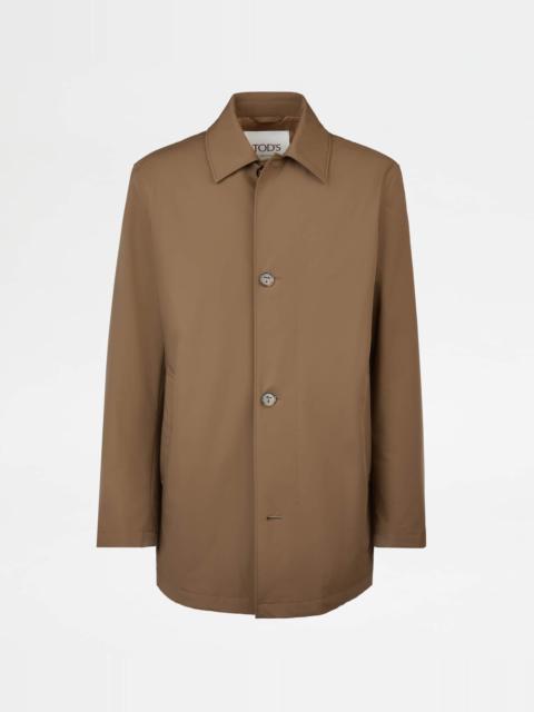 CAR COAT IN STRETCH NYLON - BROWN