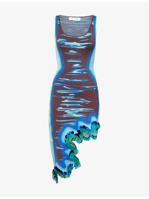 Robin Sequinned Wavy-Hem Stretch-Knit Midi Dress